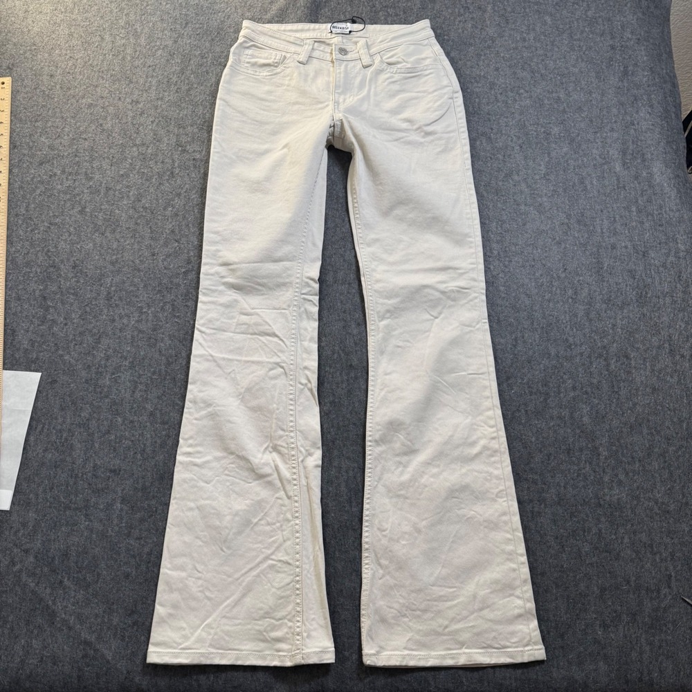 Weekday Cream Low Rise Flare Jeans Off White Denim Pants Size 36 (25x31.5)